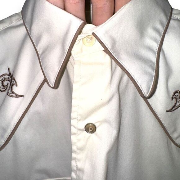 Patroncito USA Off-White Pearl Snap Cowboy Western Shirt Size M - Picture 3 of 13